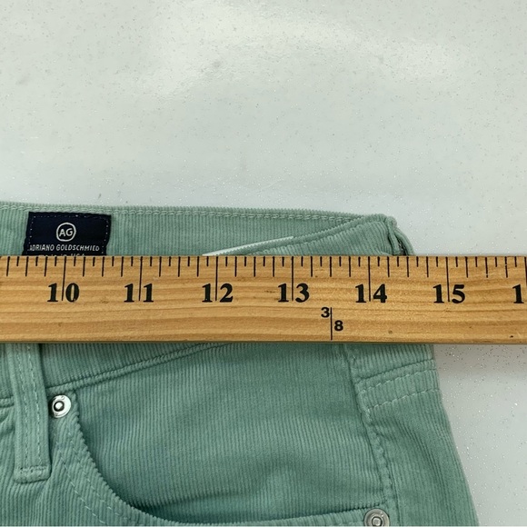 AG Corduroy Pants Woman 27  Stevie Slim‎ Straight Low Rise Light Green Stretch - Picture 9 of 11